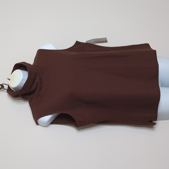 Vintage 1990s Y2K Classy Brown Turtleneck Sleeveless Blouse D'Sport Desentino MD - Picture 4 of 9